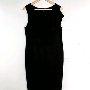 Banana Republic Ruffle Shoulder Dress Black SZ 12